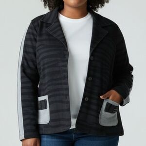 NEW! Parsley & Sage Black Striped Blazer with Gray Pocket Trim 4225